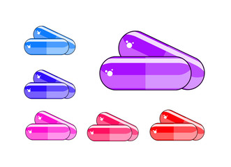 colorful capsule icon set isolated on white background