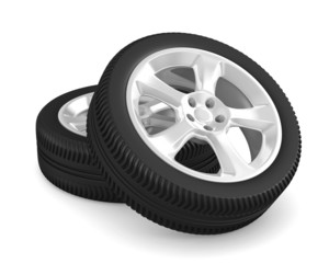 Two disk wheel on white background. Isolated 3D image