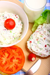 Delicious diet breakfast made from cottage cheese