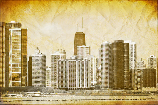 Graphic Design: Vintage Picture Of Downtown Chicago