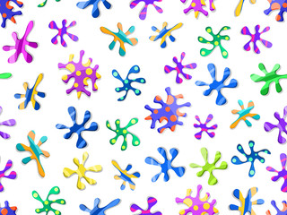 Seamless Pattern with Colorful Dotted or Striped Splashes