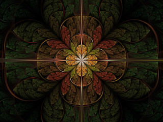 Symmetrical colorful fractal flower, abstract design - 32319488