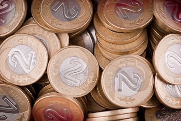 Polish two Zloty coins background