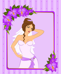 Obraz na płótnie Canvas Beautiful bride in white dress.with flowers