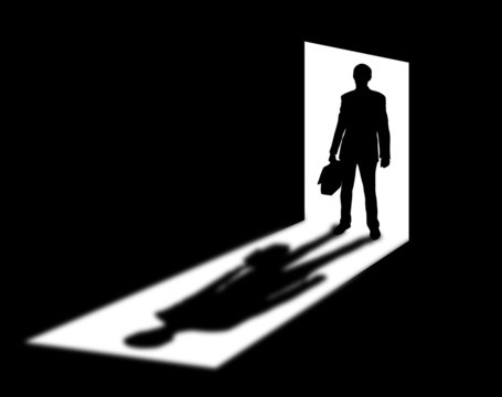 Silhouette Of Businessman In Doorway