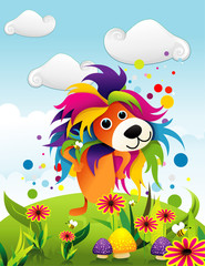 color lion abstract vector