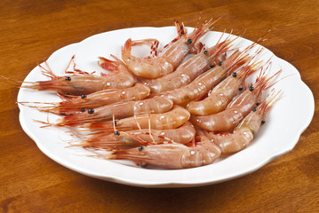 Plateful of Raw Shrimp