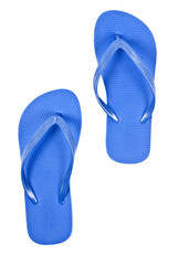 Pair of Blue Flip Flop Isolated on White