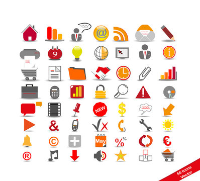 New set with 56 icons on the business, vector
