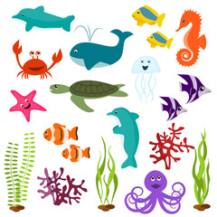 Obraz premium Set of sea animals