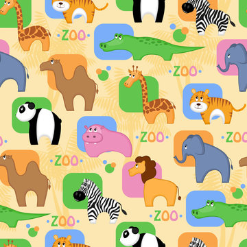 Funny African animals seamless background