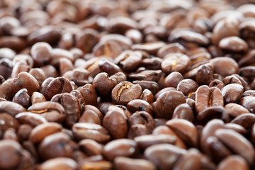 Pile of  roasted coffee beans