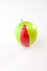 Combination of green apple and red apple slice