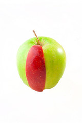 Combination of green apple and red apple slice