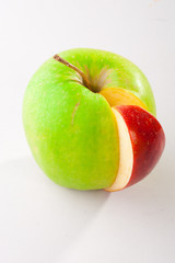 Combination of green apple and red apple slice