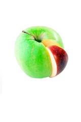 Combination of green apple and red apple slice