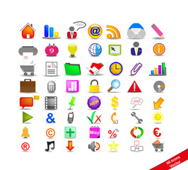 New Set with 56 colorful icons on the business, vector