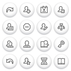 Users icons on white buttons.