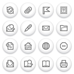 E-mail icons on white buttons.