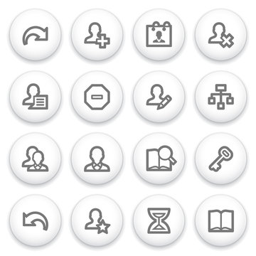 Users icons on white buttons.