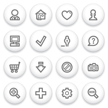 Basic icons on white buttons.