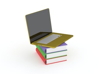 notebook among books