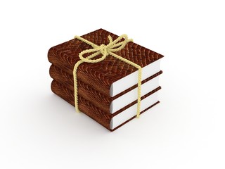 pile of 3d books on a white background