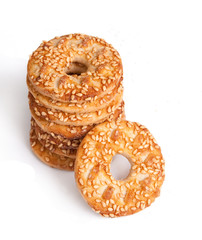 sesame cakes on white background