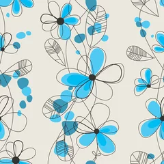Wall murals Abstract flowers Cute floral seamless pattern