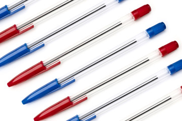 Red and blue pens