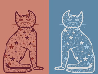 Panorama   Cats in pastel colors