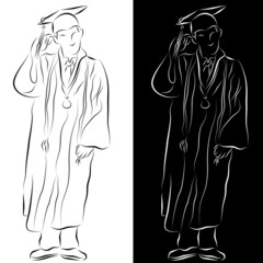 Graduation Gown Line Drawing