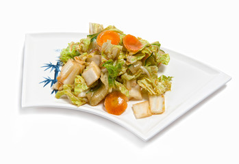 Salad with an octopus on plate