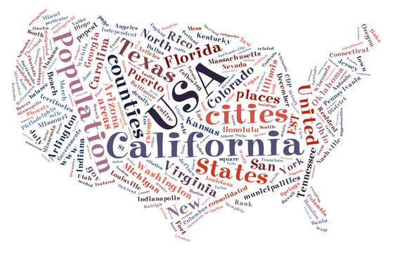 United States of America word collage map