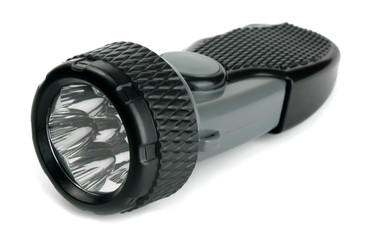 Black pocket led torch isolated on white