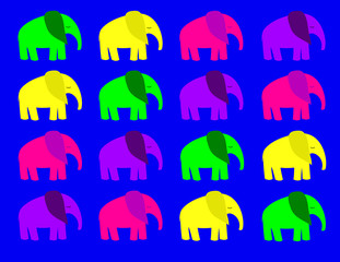 Elephants on an ultramarine background