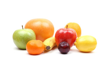 fruits on white background