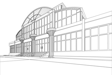 wireframe of office building