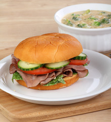Roast Beef Sandwich and Soup