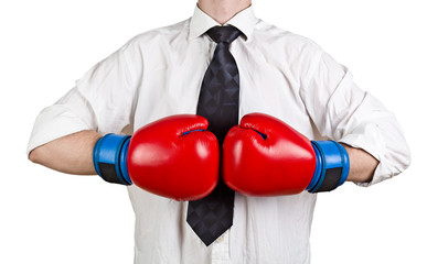 Tough man with boxing gloves