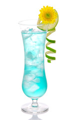 Blue hawaiian curacao cold cocktail