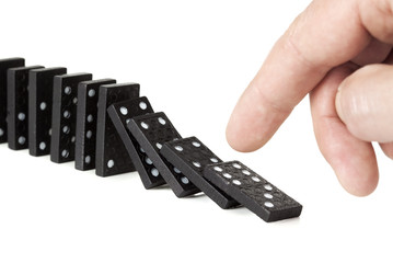 toppling a row of domino pieces