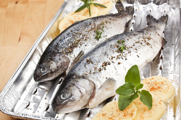 Grilling fish. Barbecue concept.