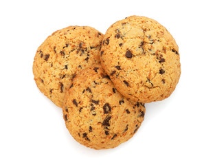 Cookies with chocolate isolated on white background