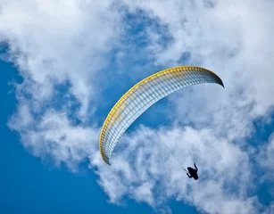 No drill light filtering roller blinds Air sports parachuter in sky