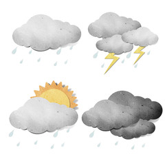 Weather grunge recycled paper craft stick on white background