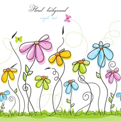 Foto op Plexiglas Abstracte bloemen Kleurrijke zomer bloemen achtergrond