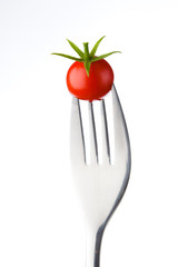 fork with cherry tomato