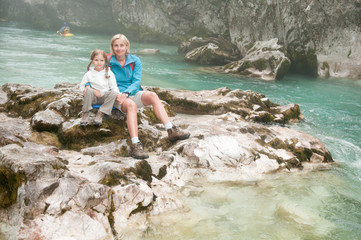 Trekking in misty morning