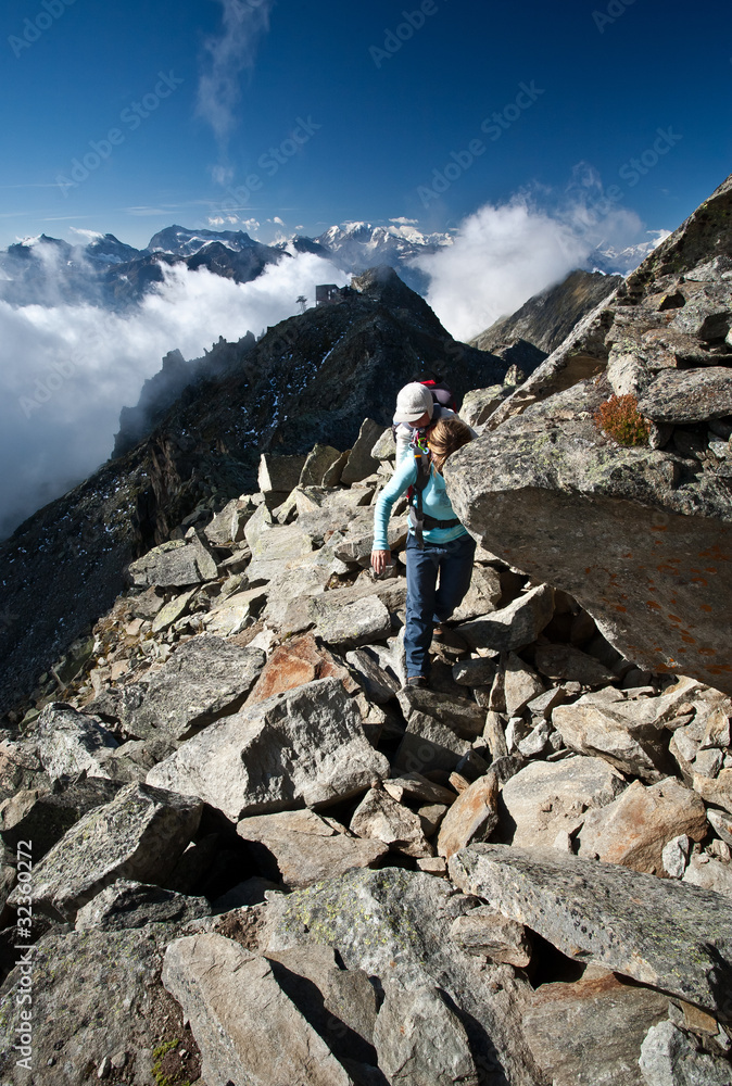 Wall mural hiking on eggishorn